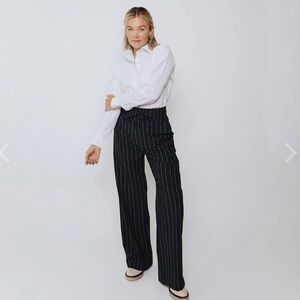AUDREY TROUSER, NAVY PINSTRIPE